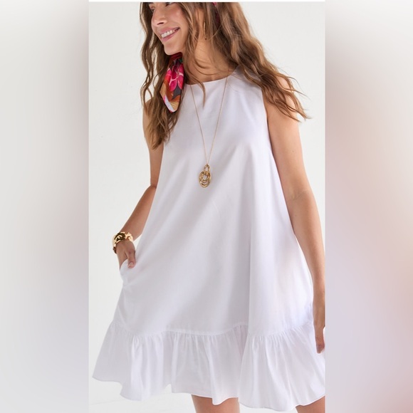 New 🌺Spring/Summer🌺 Francesca’s Marsha Solid Ruffle Hem Mini Swing Dress - Picture 2 of 6